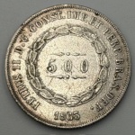 Moeda 500 réis, 1863. Valor do metal (25/01/25) 102,60 reais