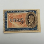 Cédula França, beneficiente Segunda Guerra, 1939. Voucher `você permite que um deles se beneficie de uma sopa`. `Mulheres, crianças e idosos passam fome`. 2 francs. Bonus de solidariedade