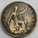 Moeda Inglaterra reino 1 penny 1920 MBC