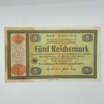 Cédula 5 marcos do Reich, 1934. Fundo de conversão para dividas externas alemãs. Pick 207. SOB/FE. Belíssima no aspecto