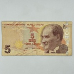 Cédula Turquia, 5 liras, 2009 - MBC