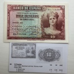 10 pesetas FE, Espanha, pick 86a, valor 30 dolares