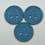 3 fichas de ônibus, RS, azul claro, `Transversal metropolitana`, `consórcio metropolitano de transportes`