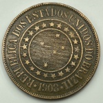 Moeda bronze república 40 réis 1908 BC/MBC C.Amat B826