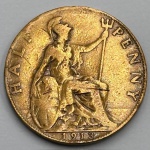 Moeda Inglaterra 1/2 penny 1913 Georg.V soberba