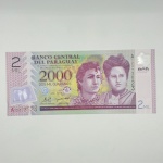 Cédula Paraguai, 2008. Plástico. 2 mil guaranis. Pick 228 - FE