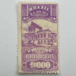 Selo Fiscal Bento Gonçalves, RS. 1000 Réis. Violeta purpura pálida. Novo. Escasso