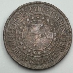 Moeda 40 Réis República, 1889. Bronze - BC/MBC