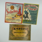 3 rótulos de bebidas antigos todos do município  de São Lourenço z