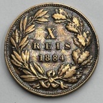Moeda Portugal reino X reis 1884 D.Luiz I 1861-1889 soberba