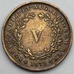 Moeda Portugal Reino V reis 1872 D.Luiz I 1861-89 Rev.escudo, sob/fc