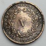 Moeda Portugal Reino V reis 1867 D.Luiz IA 1861-1889 soberba