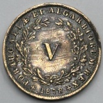 Moeda Portugal Reino V reis 1878 D.Luiz I 1861-1889 soberba 