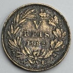 Moeda Portugal reino V reis 1882 D.Luiz I 1861-1889 soberba 