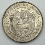 Moeda Panamá 1/4 de Balboa, 1953. Prata 900, 6.25 g - FC