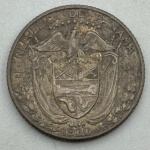 Moeda Panamá, 1 décimo de Balboa, 1930. FK 10.1, peso 2.5 g, prata 900 - MBC/S
