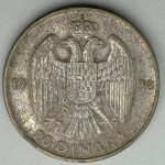 Moeda Iugoslávia - REI, 20 dinaras - 1938. Efigie de Peter II. Prata, peso 15 g - MBC/S
