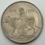 Moeda Islandia, 500 kronur - coroa. 874-1974. Mulher viking com vaca. Prata 925, peso 20 g - FC