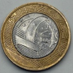 Moeda 1 real 2012. Reverso horizontal