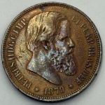 Moeda 40 Réis, 1879. Pedro II. Bronze - MBC/SOB