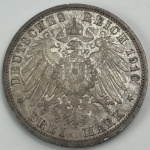 Moeda Alemanha Saxe-Weimar eisenach 3 marcos 1910 flor de cunho prata 900 peso 16.67g FC