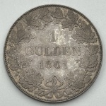 Moeda Alemanha Frankfurt 1 gulden 1861 prata 900 peso 10,51g FC