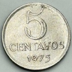 Moeda 5 centavos, 1975. Escassa