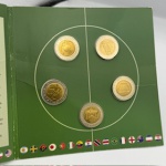 Alemanha 2006, cartela com 5 moedas EURO e 1 medalha, FC, probe