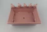 Linda floreira retangular com pássaros na borda , na cor ROSE . Linda peça!!!! . Med : 22x15x6 cm .