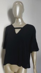 ZARA BASIC - Blusa bata com decote em V e manga amplas , na cor preto . Tamanho : XL .