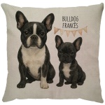 Capa para almofada com zíper invisível, feita em linhão crú com impressão na frente de Bulldog    Francês e verso liso. Tecido em Linhão 100% Poliéster. Dimensões da Capa: 43 cm X 43 cm. Não acompanha enchimento.