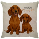 Capa para almofada com zíper invisível, feita em linhão crú com impressão na frente de Dachshund Salsicha Caramelo e verso liso. Tecido em Linhão 100% Poliéster. Dimensões da Capa: 43 cm X 43 cm. Não acompanha enchimento.