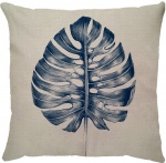 Capa para almofada com zíper invisível, feita em linhão crú com impressão na frente da folha Costela de Adão e verso liso. Tecido em Linhão 100% Poliéster. Dimensões da Capa: 45 cm X 45 cm. Não acompanha enchimento.