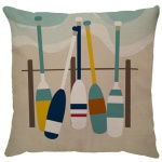 Capa para almofada com zíper invisível, feita em linhão crú com impressão na frente de remos e verso liso. Tecido em Linhão 100% Poliéster. Dimensões da Capa: 43 cm X 43 cm. Não acompanha enchimento.