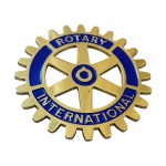 Rotary International -  Emblema com símbolo do Rotary International na cor dourada para ser adesivado em qualquer superfície, inclusive em carros. medindo 7,5 cm de diâmetro.
