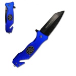 Canivete semi-automático com lâmina em aço e trava de segurança. Com detalhes em alto relevo representando símbolos maçônicos. Peso: 150.00g Dimensões: 3,5 cm x 1.50 cm x 21.00 cm.