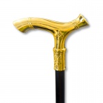 Bengala com um imponente castão com símbolo maçônico dourado. O diferencial está na parte interna: compartimento com estoque embutido.