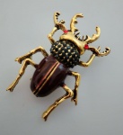 Exuberante broche em metal na cor dourada representando BESOURO trabalhado com pedrinhas .. Medindo : 5x4 cm