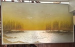 Fukuda - Paisagem. Óleo sobre lâmina de alumínio 1,04 X 1,87 X 4,5 cm, déc. 80, A.C.I.D. Com moldura . SOMENTE RETIRADA OU TRANSPORTADORA POR CONTA E RISCO DO ARREMATANTE , COM AGENDAMENTO PRÉVIO .