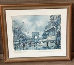 Paris CHAMPS ELYSÉES - Quadro com gravura, representando uma Avenida . Medindo o quadro : 43x50 / Gravura : 26x35