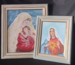 Dois quadros decorativos com temas SACROS. Medindo o maior 70 x 60 cm.