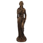 Escultura representando a Deusa Silence - Escultura em resina com excelente acabamento, rica em detalhes, com patina na cor ouro velho,  realizada de modo semi-artesanal. Medidas: Altura: 27,5 cm. Largura: 7,5 cm. Comprimento: 7,5 cm.