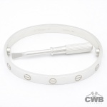 CARTIER - Pulseira Love Ouro Branco 18K Modelo Clássico, Fecho com Parafuso, inclui a chave de fenda