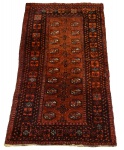 Afgan - Antigo Tapete Oriental, nas cores bege, marrom e vinho, medindo 2 m por 105 cm.