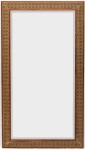 Espelho bisotado, com moldura em madeira com palinha, forma retangular, medindo 166 cm por 90 cm.