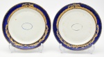 Comandante Joaquim José de Siqueira - Antigo Par de Pratos em porcelana Cia das Índias, linda pintura na borda, na cor azul cobalto com dourado, medindo 20 cm de diâmetro. Séc. XVIII. Peça do Serviço fotografado na pág. 147 do Livro Aristocracia no Brasil da Jenny Dreyffus.