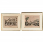 Rugendas - Antigo Par de Gravuras emolduradas, representando Rue Droite e Porto do Estrella, medindo cm por cm. Séc. XIX.