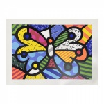 GRAVURA - TIRAGEM 184/300 - BORBOLETA - SERIGRAFIA 50X70CM - ROMERO BRITTO - ASSINADO A LAPIS PELA ARTISTA - ACID - SEM MOLDURA - NO ESTADO CONFORME FOTOS