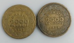 LOTE CONTENDO 2 MOEDAS DE 2000 REIS - ANO 1939 - FLORIANO PEIXOTO - BRONZE-ALUMINIO - 9 GRAMAS - 26,5 MM - MBC - NO ESTADO CONFORME FOTOS