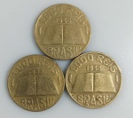 LOTE CONTENDO 3 MOEDAS DE 1000 CRUZEIROS - ANO 1938 - ANCHIETA - BRONZE-ALUMINIO - 8 GRAMAS - 24,5 MM - MBC - NO ESTADO CONFORME FOTOS